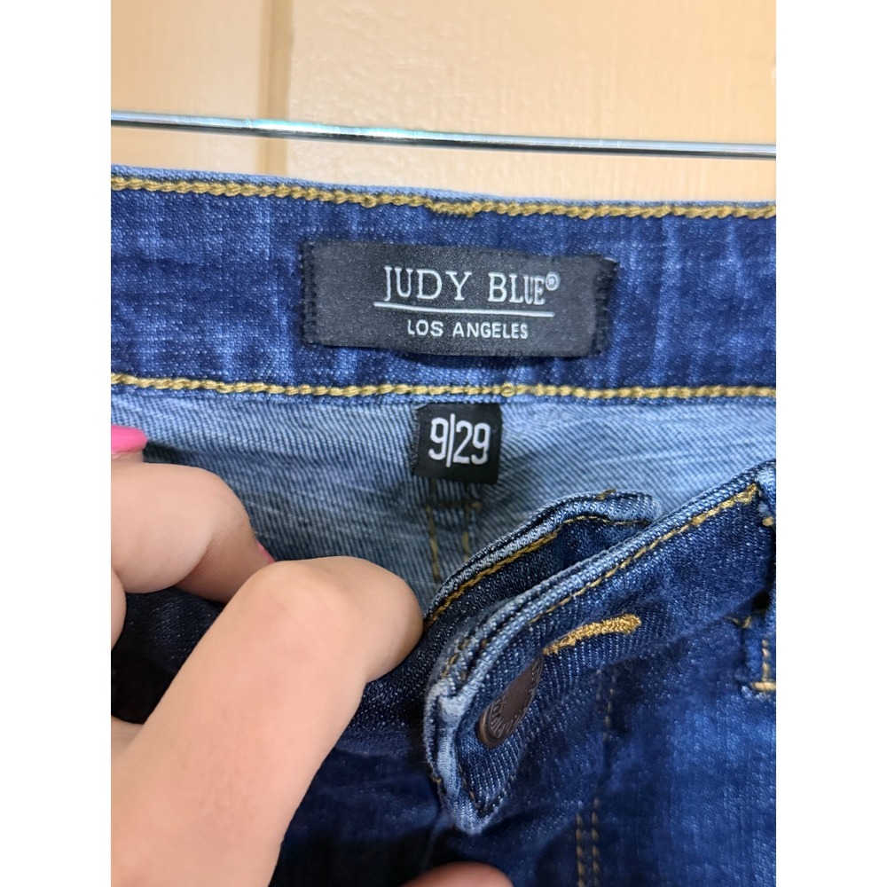 Judy Blue Los Angeles Skinny Fit Raw Hem High Rise Jeans Dark Wash Blue sz 9/29 - Picture 3 of 4